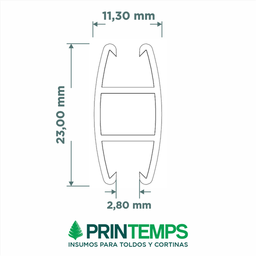 perfil-aluminio-simple-cp2-6-mts-blanco-contrapeso-roller - Printemps