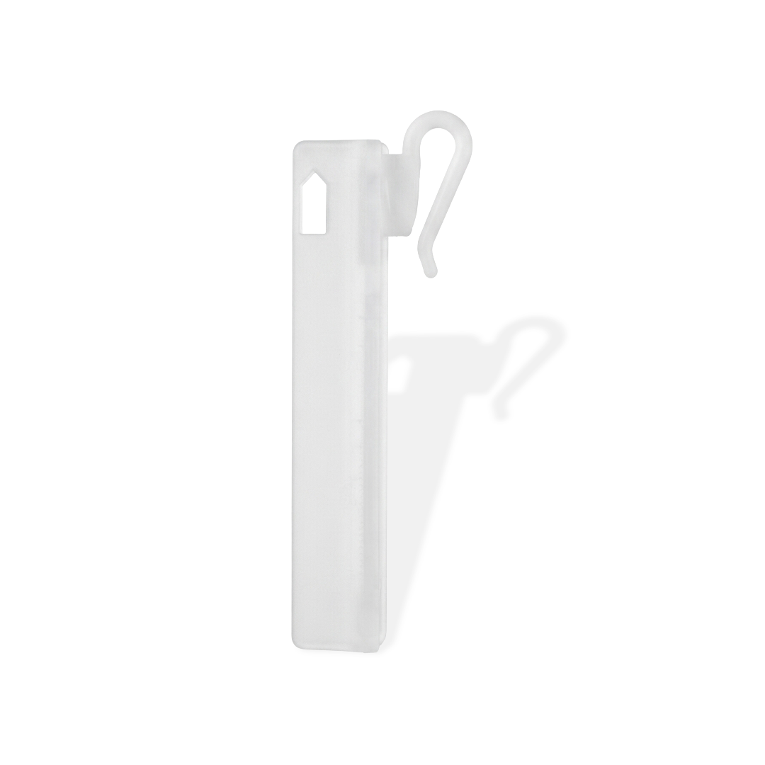 Gancho RUFLETE PLASTICO REGULABLE Para COSTURA BLANCO Para RIEL X 100 unidades