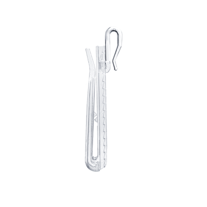 Gancho RUFLETE PLASTICO REGULABLE TRANSPARENTE Para RIEL X 100 unidades
